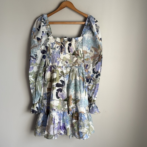 NEW OTHER STORIES  Floral Long Sleeve Smocked Cotton Dress 8 - Picture 7 of 14